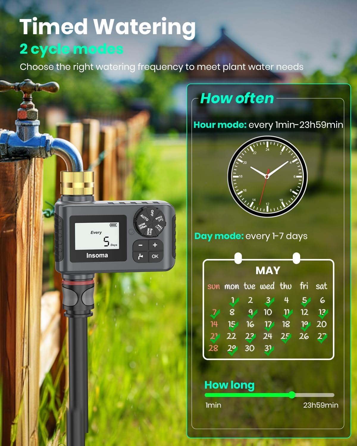 Sprinkler Timer with Brass Inlet and Outlet, Programmable Water Timer for Outdoor Garden Hose, Hose Timers with Rain Delay/Manual/Auto Mode, Drip Irrigation and Lawn Watering System, 1 Outlet
