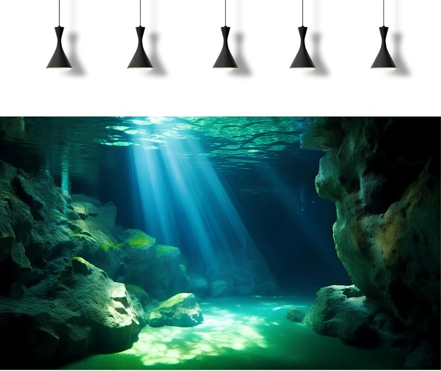 Underwater Fish Tank Background Under The Sea Cave Style Aquarium Background Ocean Floor Cave Sunlight Fish Tank Backdrop Tropical Fish Aquarium Terrarium Backgrounds Decorations 72x16in