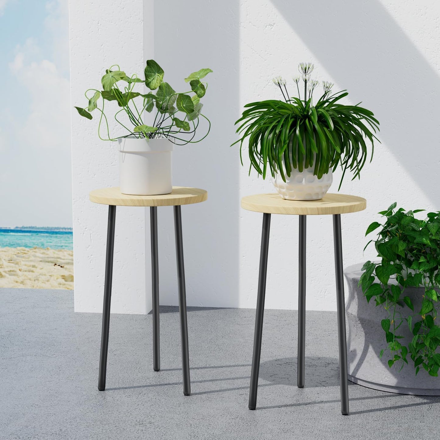 Plant Stand Indoor Outdoor: 2 Pack Indoor Plant Stand 20'' Convertible Multi-purpose Holder - Mid Century Modern Decor - Tall Plant Table for Living Room/Balcony/Garden/Patio