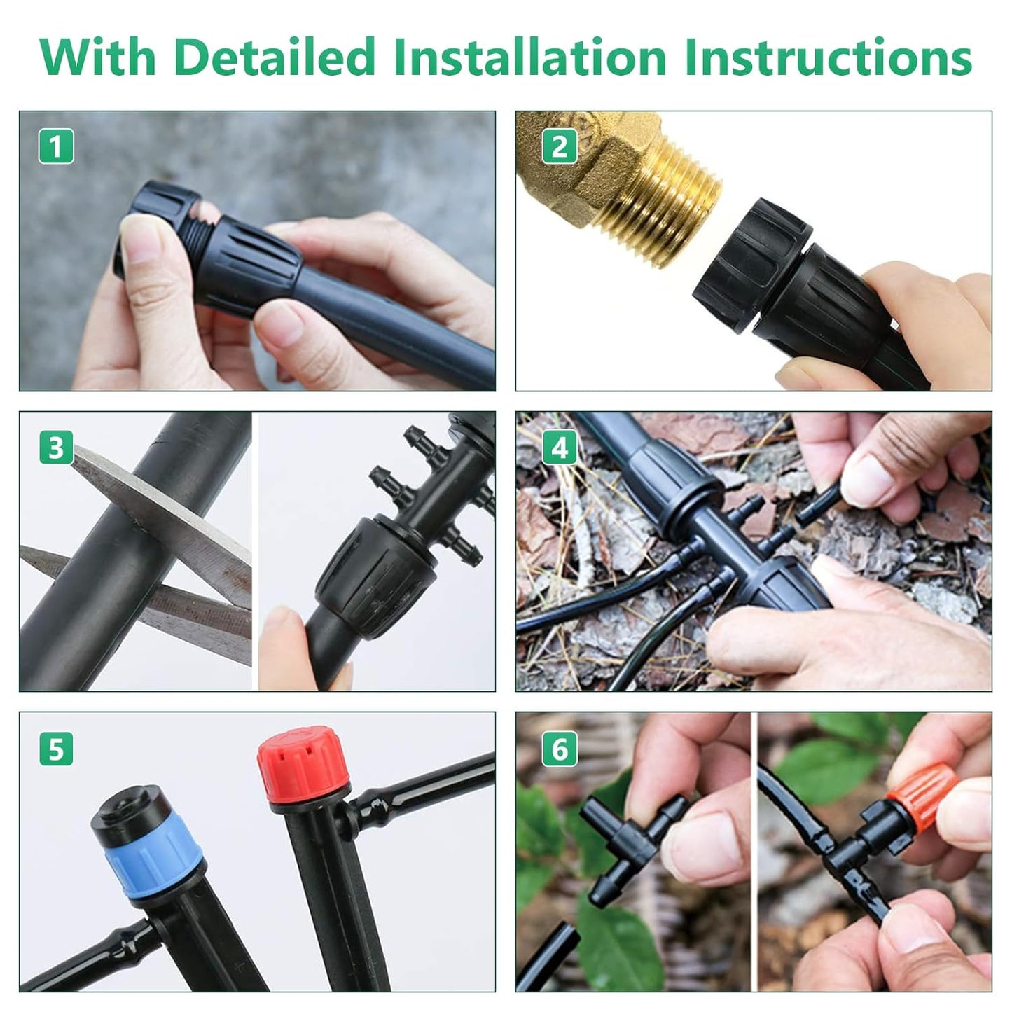 240FT Drip Irrigation System, Automatic Drip Irrigation Kit with 1/2 inch Hose 1/4 inch Distribution Tubing and Accessories for Greenhouse, Yard, Lawn, Plant