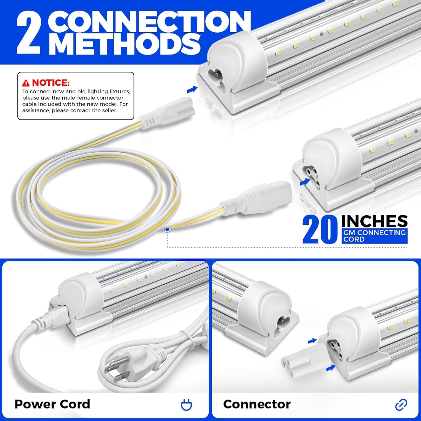 Barrina T8 Grow Lights for Indoor Plants, 5000K White Full Spectrum Grow Light Strip, 60W(4 x 15W), 1FT Plant Light for Greenhouse Indoor Growing, V-Shape with Reflector, Linkable, 4 Packs