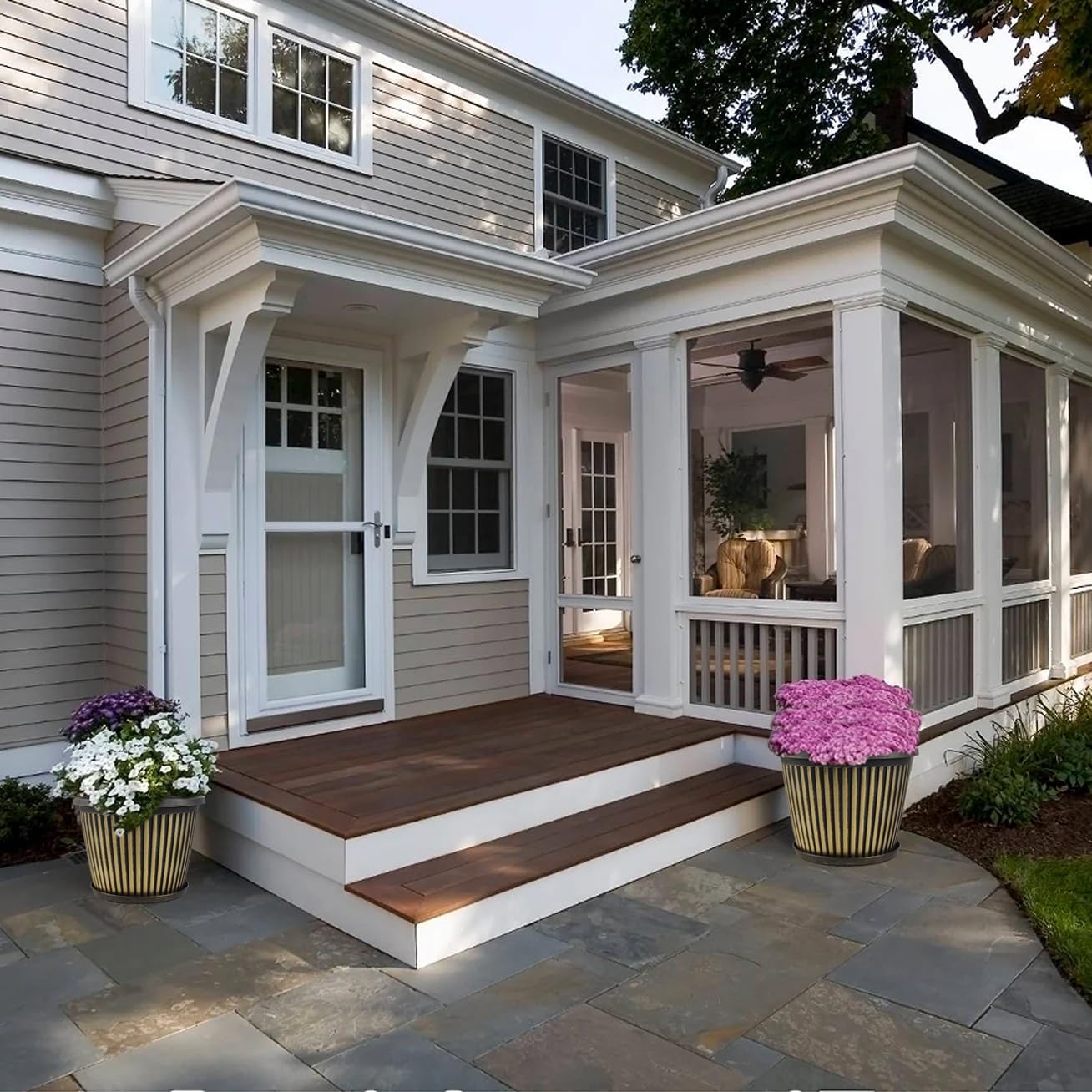 Large-Planter-Indoor-Outdoor Plant Pots, 14 inch 4 Pack Plastic Flower Pots with Saucer And Drainage Holes, Modern Garden Planters For Planting Medium Large Plants， Decorative Resin Garden Pots