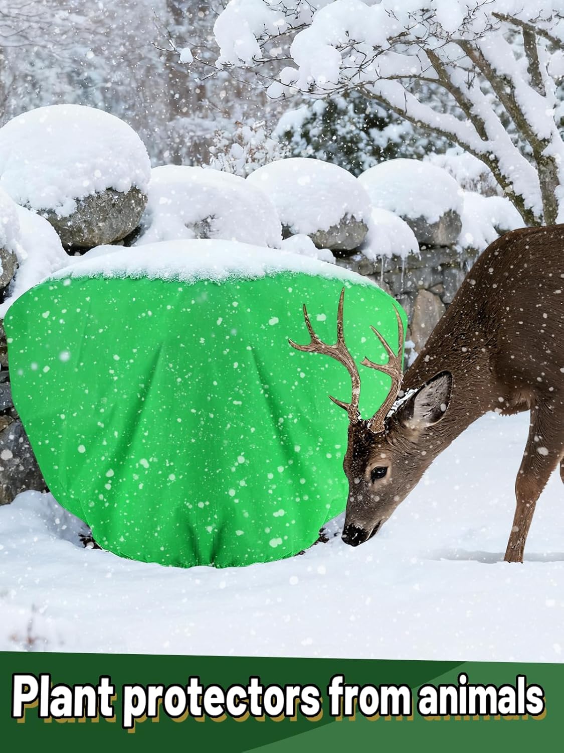 ANPHSIN 12 Pcs Plant Covers Freeze Protection - 19.6in x 39.3in Winter Shrub Plant Protection Bags, Frost Blankets Cloths with Drawstring for Outdoor Garden Rose Bush Plants, Green