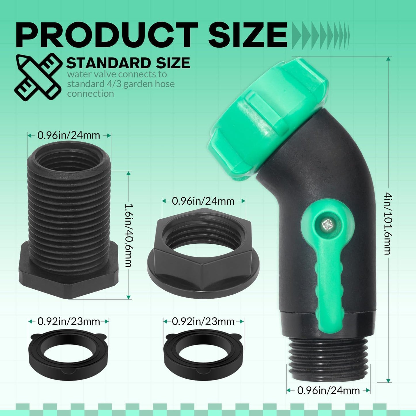 Rain Barrel Spigot Kit 2 Pack High Flow, 3/4" GHT Heavy Duty Plastic Water Barrel Spigot Kit with Bulkhead Fitting, Water Rain Barrel Diverter Kit for Outdoor Plastic Bucket (45 degrees)