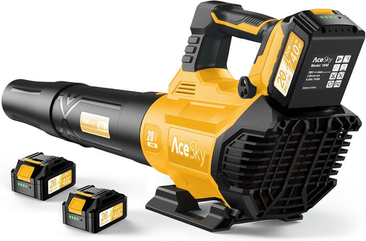 Leaf Blower Cordless - 2025 Update 150000RPM & 3 Speed Levels Electric Leaf Blower with 2 x 4.0Ah Battery and Charger, Extension Tube Blower for Lawn Care, Yard, Garage, Blowing Leaves, Dust or Snow