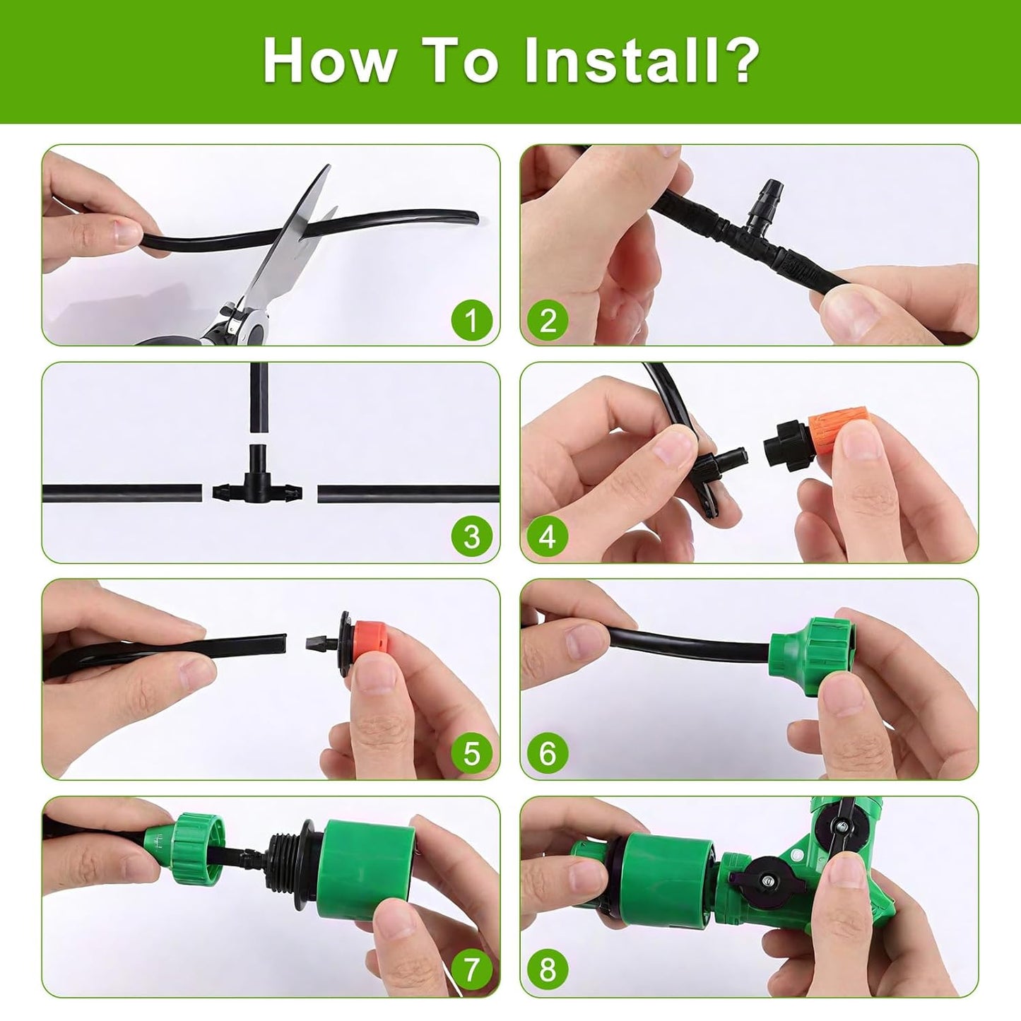 Drip Irrigation Kit 131FT 158PCS with 1/4" Black Distribution Tubing, Automatic Watering System for Garden, Greenhouse, Patio, Flower Bed, Lawn