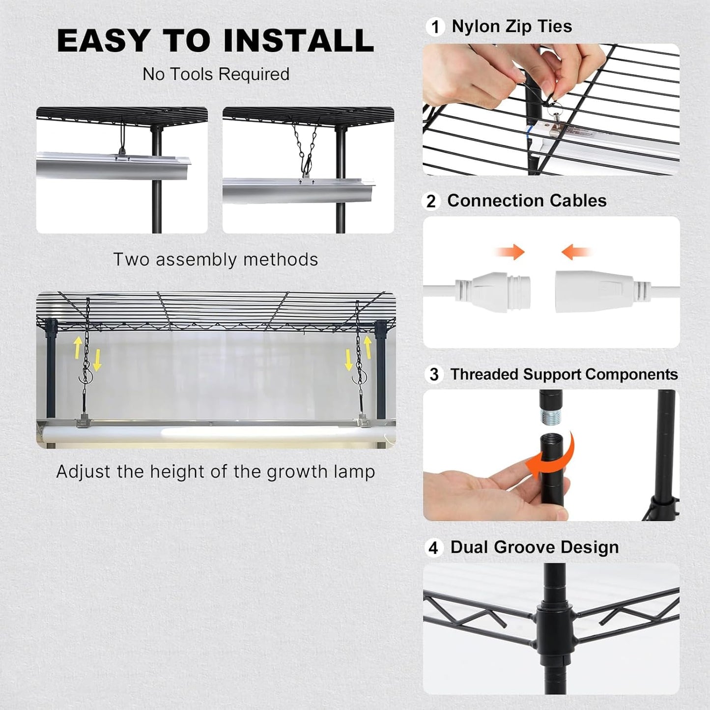 VEVOR Plant Stand with Grow Light, 4 Tier Plant Shelf with 90W Grow Light for Indoor Plants, 3 Modes Grow Light Shelf Full Spectrum Lights Adjustable Metal Plant Stand for Seed Starting