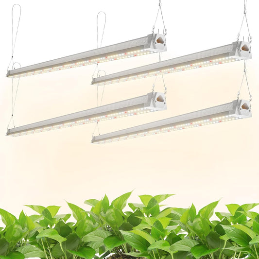 FREELICHT 4 Pack 4FT LED Grow Lights, 160W (4 x 40W,1080W Equivalent), Full Spectrum Sunlight Growing Lamp Fixture, Hanging Plant Light for Hydroponic Indoor Plants Seeding, Plug-in with On/Off Switch