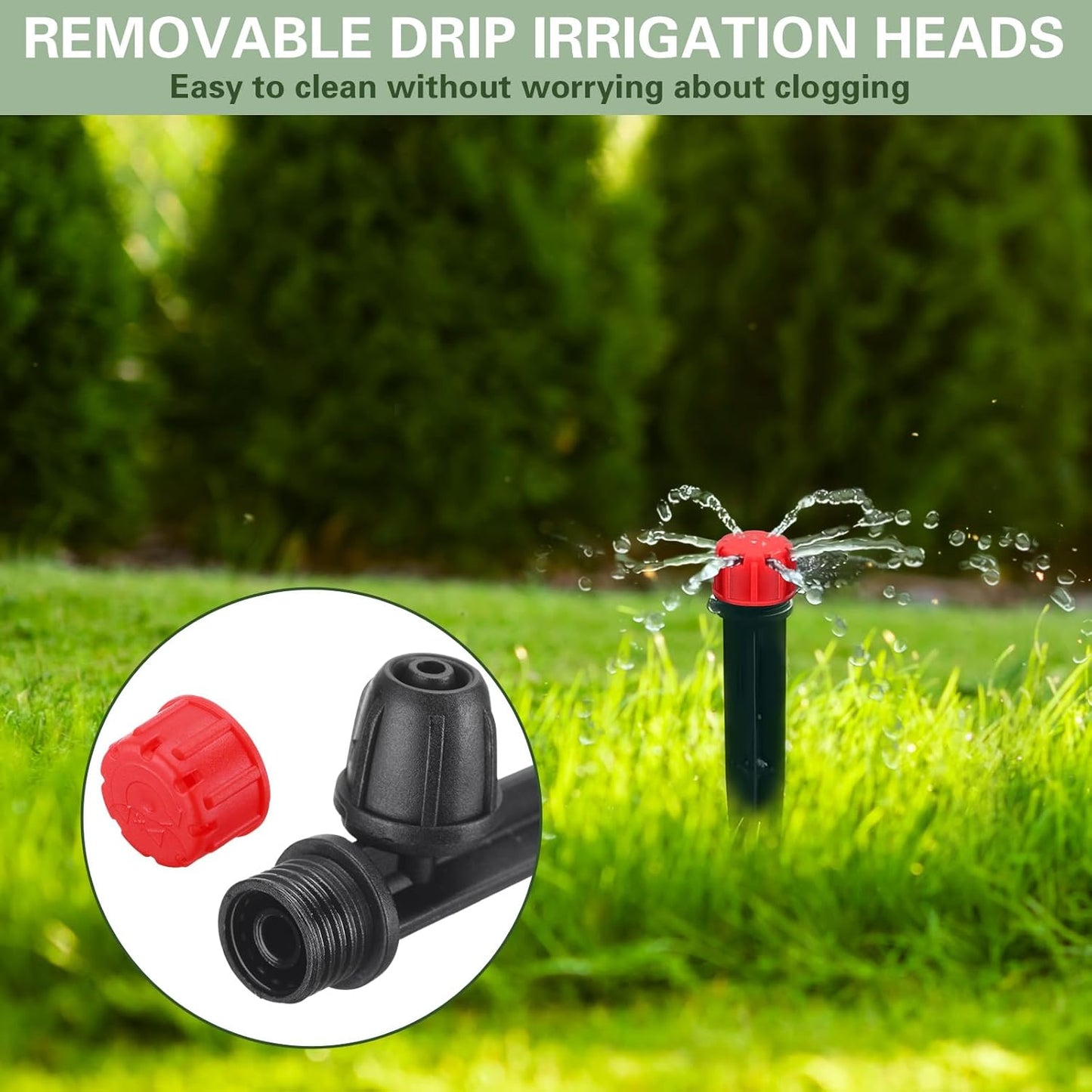 80 Pcs Drip Irrigation Emitters with Adjustable 360 Degree Water Flow Drippers for 1/4 Tubing Sprayer on 5.5 Arrow Stake for Garden System(Red, Black,Eight Hole Nozzle)