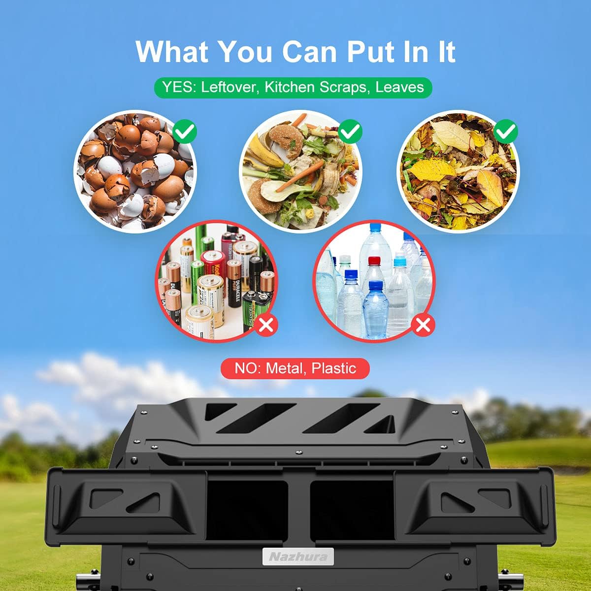 Compost Tumbler Bin Composter Dual Chamber 43 Gallon (Bundled with Pearson's Gardening Gloves)