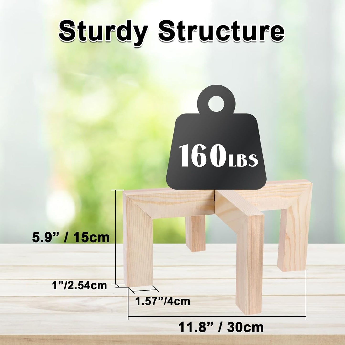 Plant Stand, Indoor/Outdoor Wood Plant Holder, Single Flower Pot Stand, Sturdy Planter Stand, Fit 5-15 Inch Pots