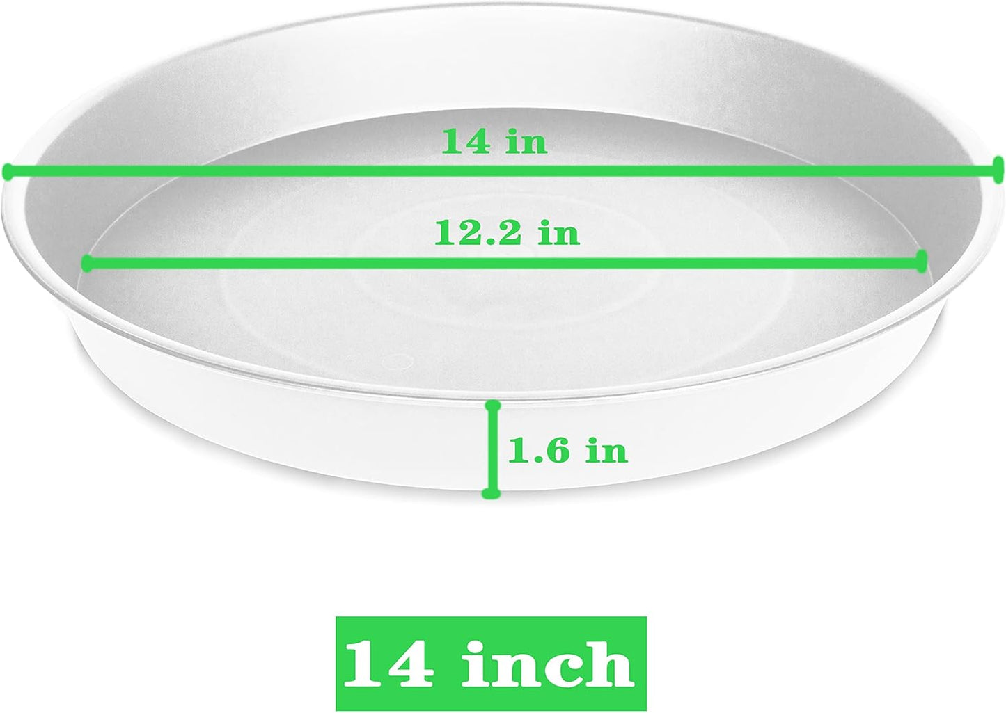 4 Pack of 14 inch Plant Saucers, Plant Saucer 14" Round, Plastic Plant Tray for Flower Pots, White Planters for Indoor Plants, Plant Trays for Planter 12-15" (14", Creamy White)