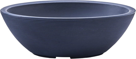 Crescent Garden Delano Oval Planter Bowl, Succulent Garden, Unique Indoor/Outdoor Double-Walled Plant Bowl with Plug- Oval Shape - 24" L x 17" W x 8" H (Midnight Blue)