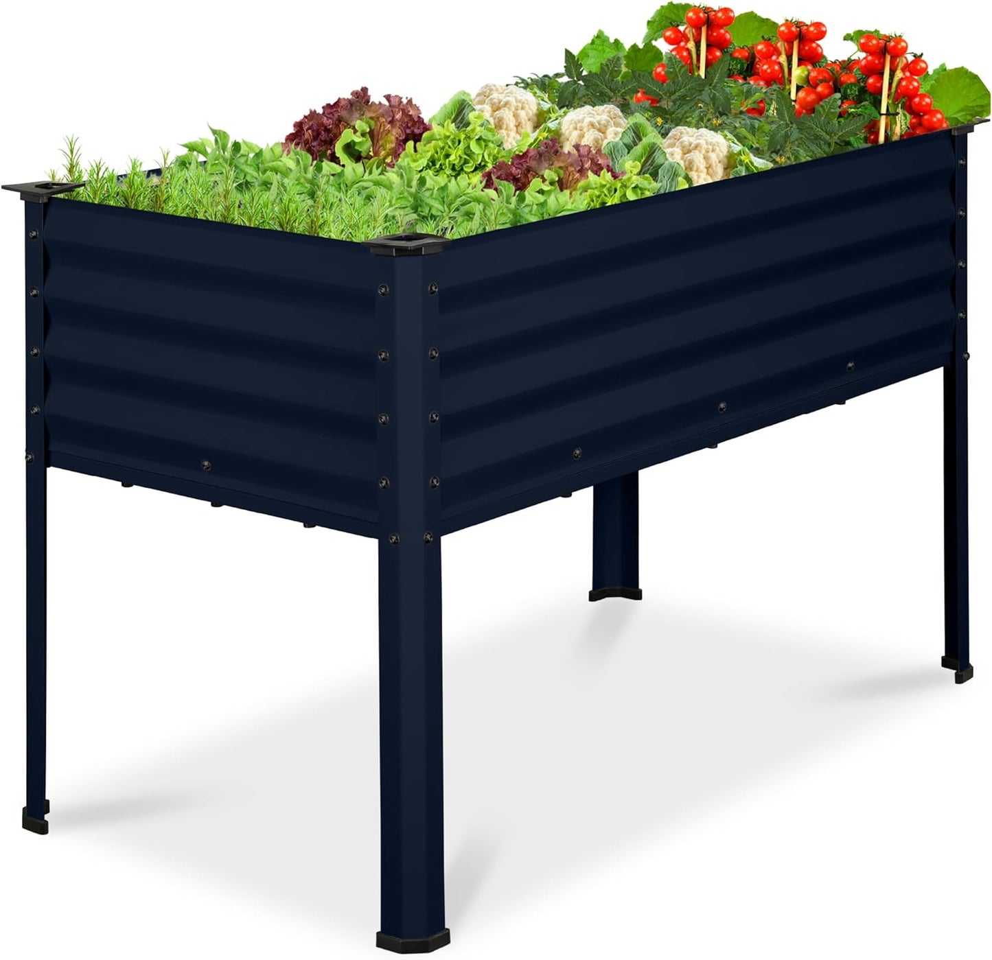 Best Choice Products 48x24x30in Galvanized Raised Garden Bed, Metal Elevated Planter Box, Vegetable Garden for Backyard, Patio, Balcony - Navy Blue
