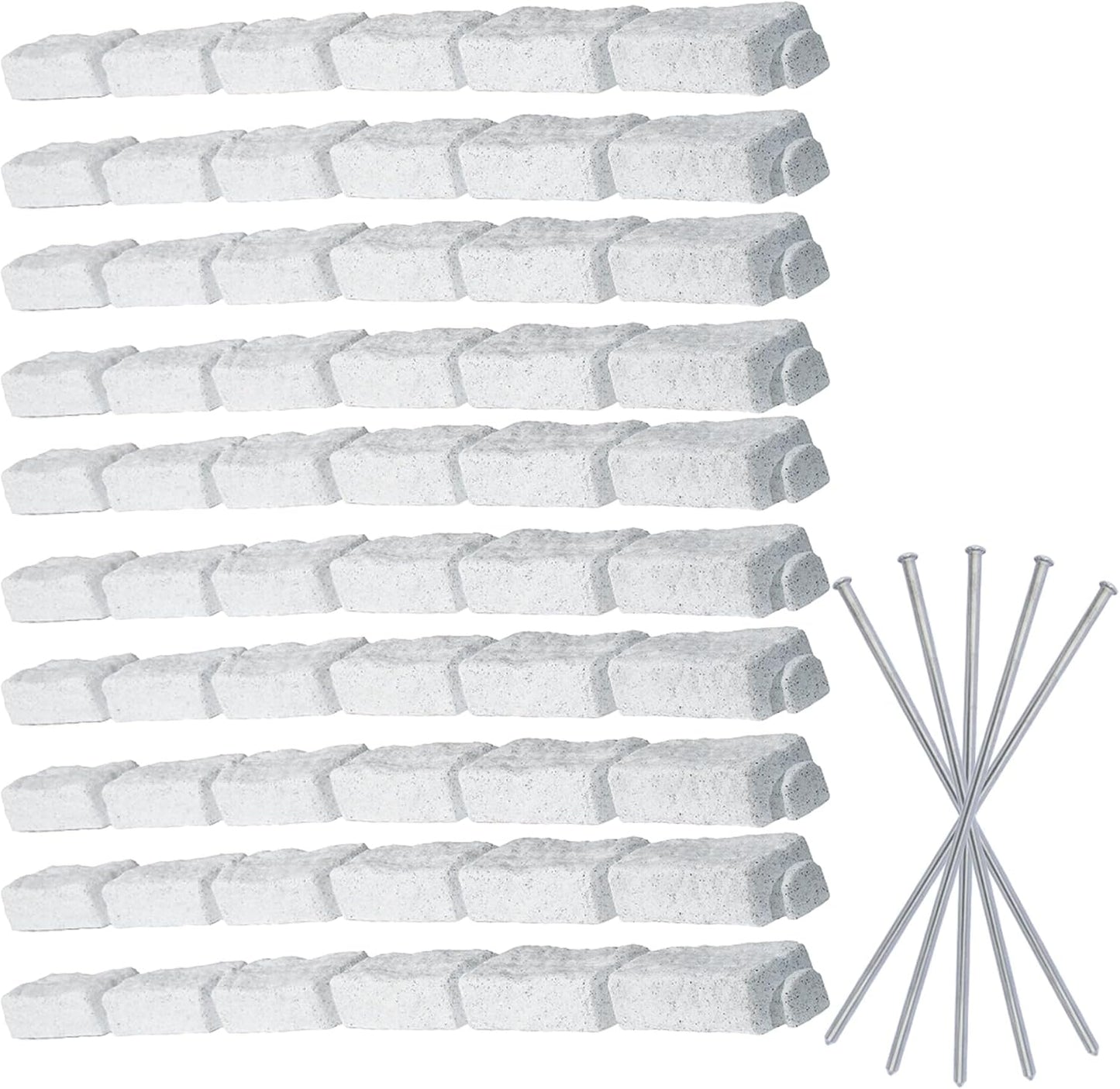 Beuta Landscape Edging | Garden Edging Border | Faux Stone Bricks for Lawn edging, Flower beds, Pathways & Yard Edging– 10 Packs | Each Section Has 6 Bricks 48"L x 4"W x 2.25"H | 30 Spikes |Limewash