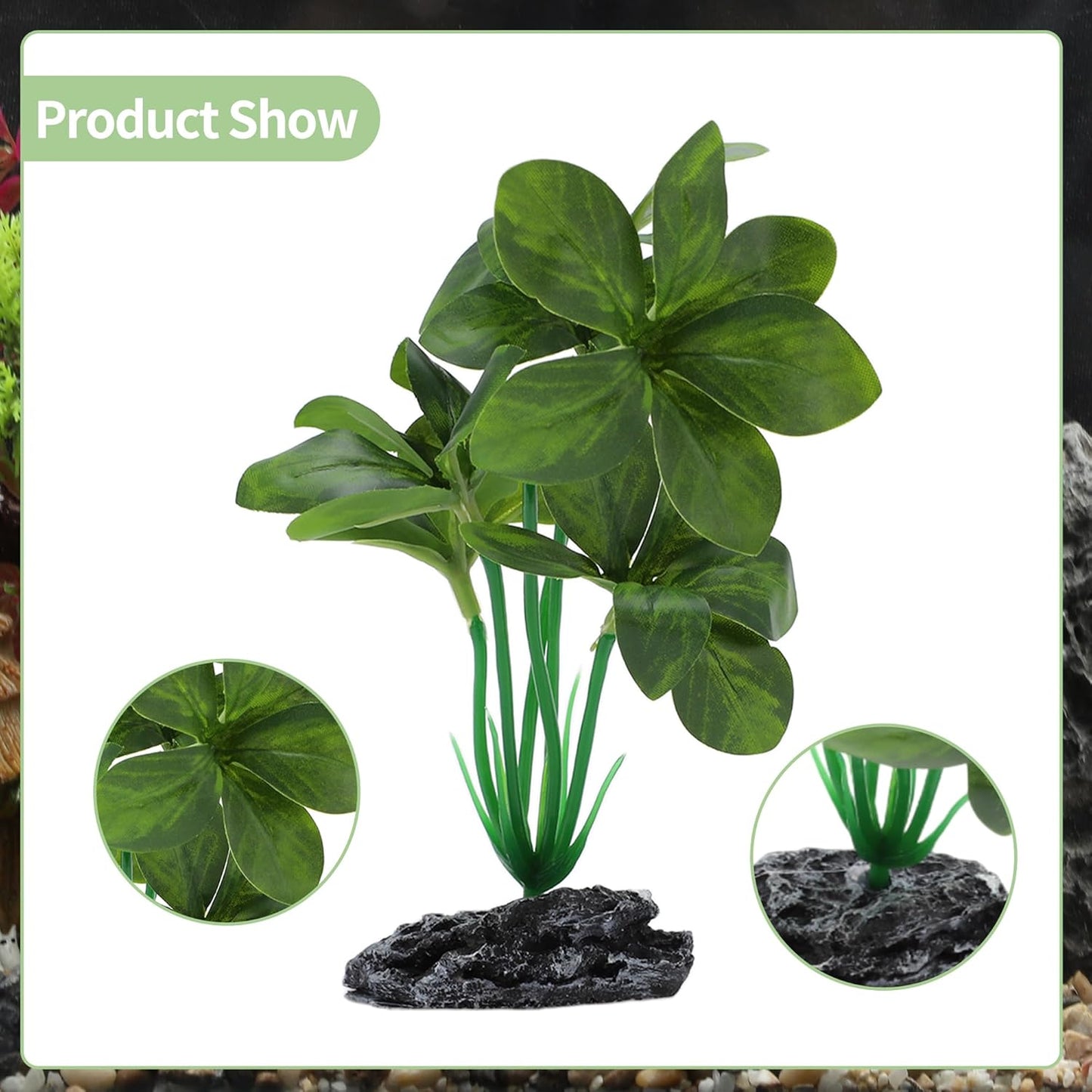 Aquarium Plastic Plants, Reptile Plant Decoration, Aquatic Plant Resin Decor, Betta Fish Tank Realistic Plants for Aquarium, 7.28" Height, Green