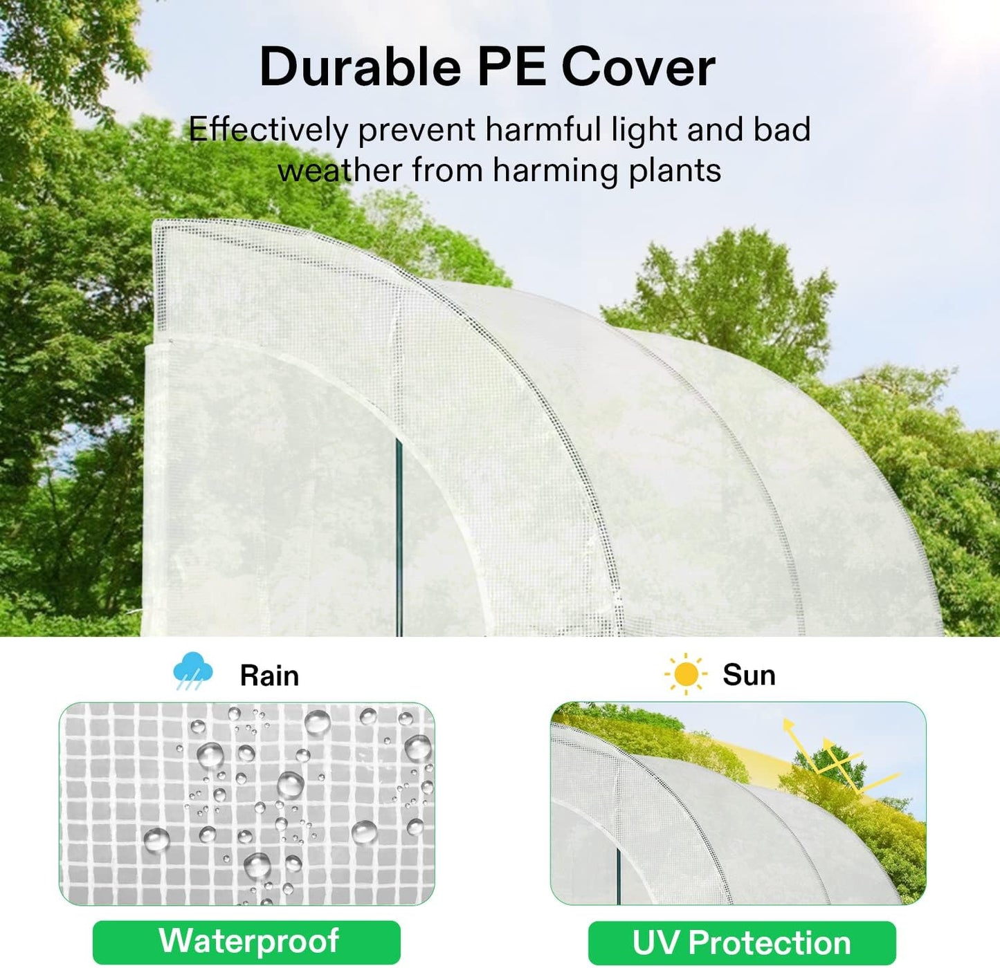 VIVOSUN Mini Lean-to Greenhouse, 6.6’ x 3.3’ x 6.9’ Portable Wall House with White PE Cover and Shelf for Compact Garden 79x39x83-Inch