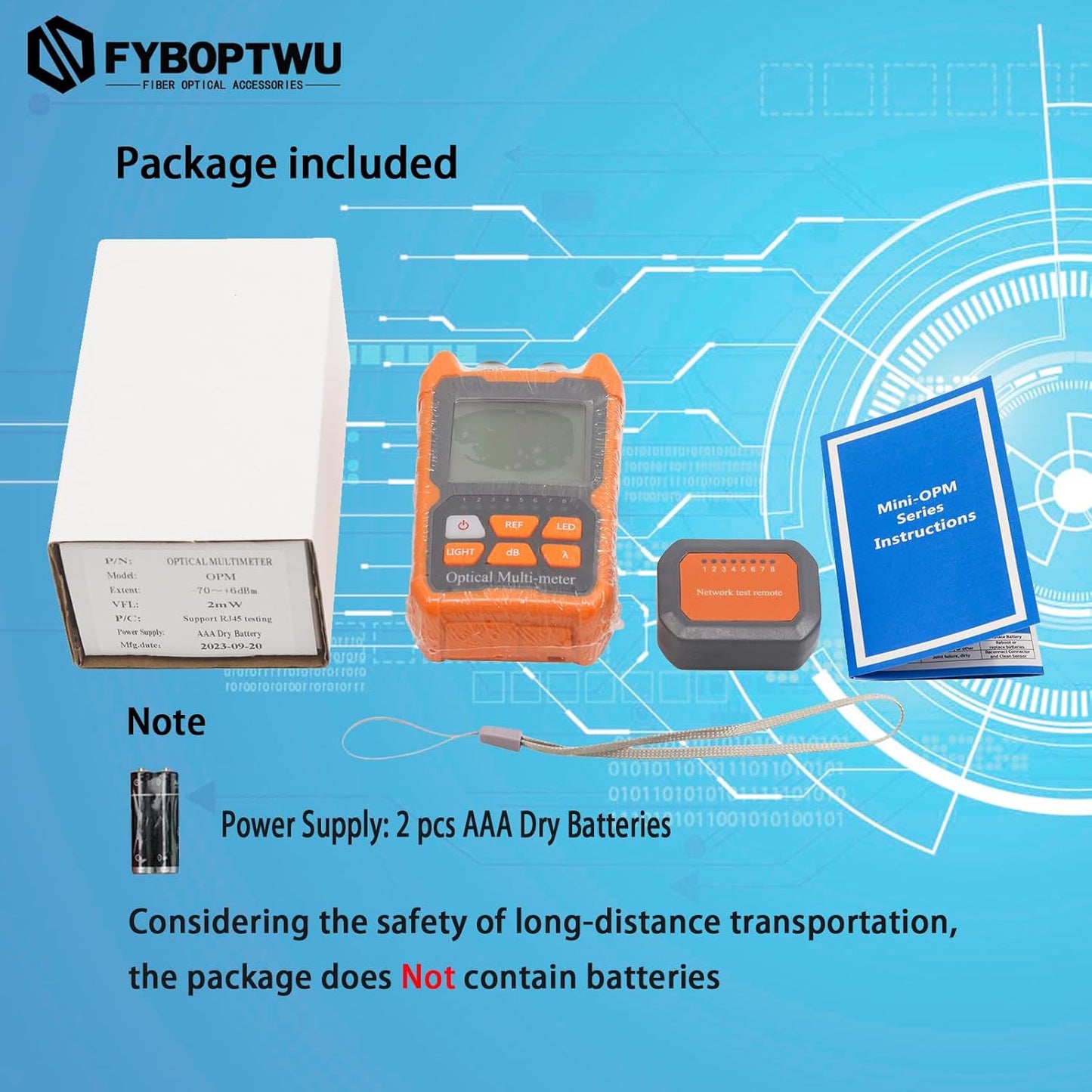 4 in 1 Function Fiber Optic Tester Portable Optical Power Meter (FC/SC/ST) & VFL 2mw Visual Fault Locator & LED & RJ45 Network Test, OPM & VFL, Range: (-70) dBm ~ (+6) dBm，2pcs