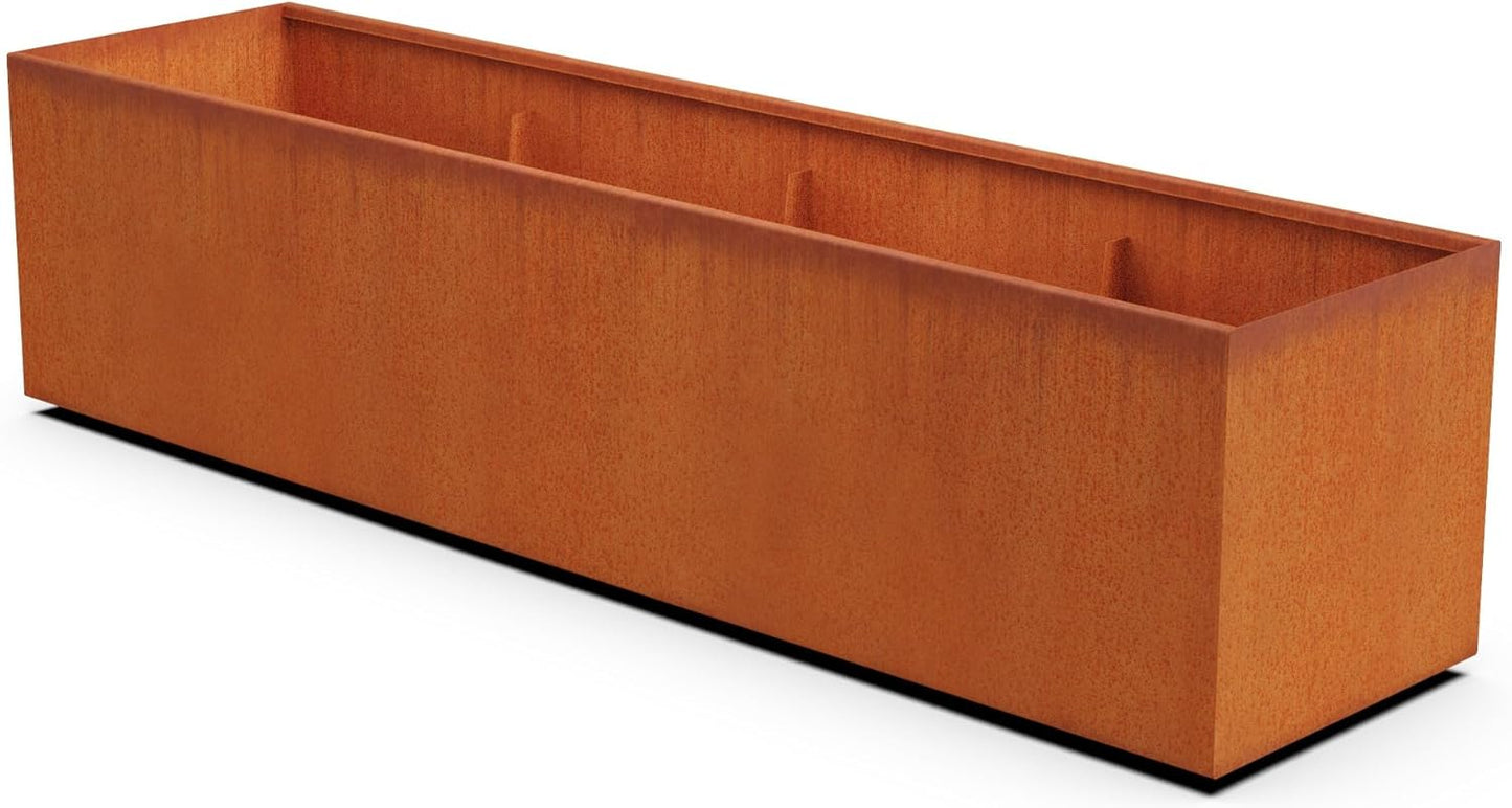 8 FT Commercial Planter Box – 96-Inch Extra Large Corten Steel Planter | Heavy Duty Metal for Patios & Landscapes | Made in USA, Fully Assembled