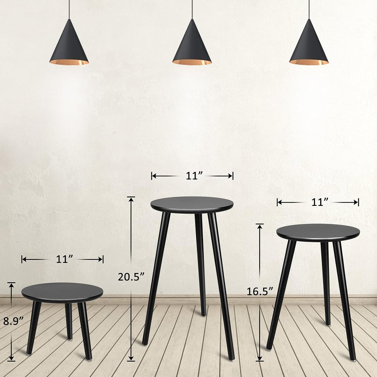 Uneedem Indoor Plant Stand, Modern Plant Table 8.9" Tall Wood Mid Century Flower Holder Small Round Side End Table