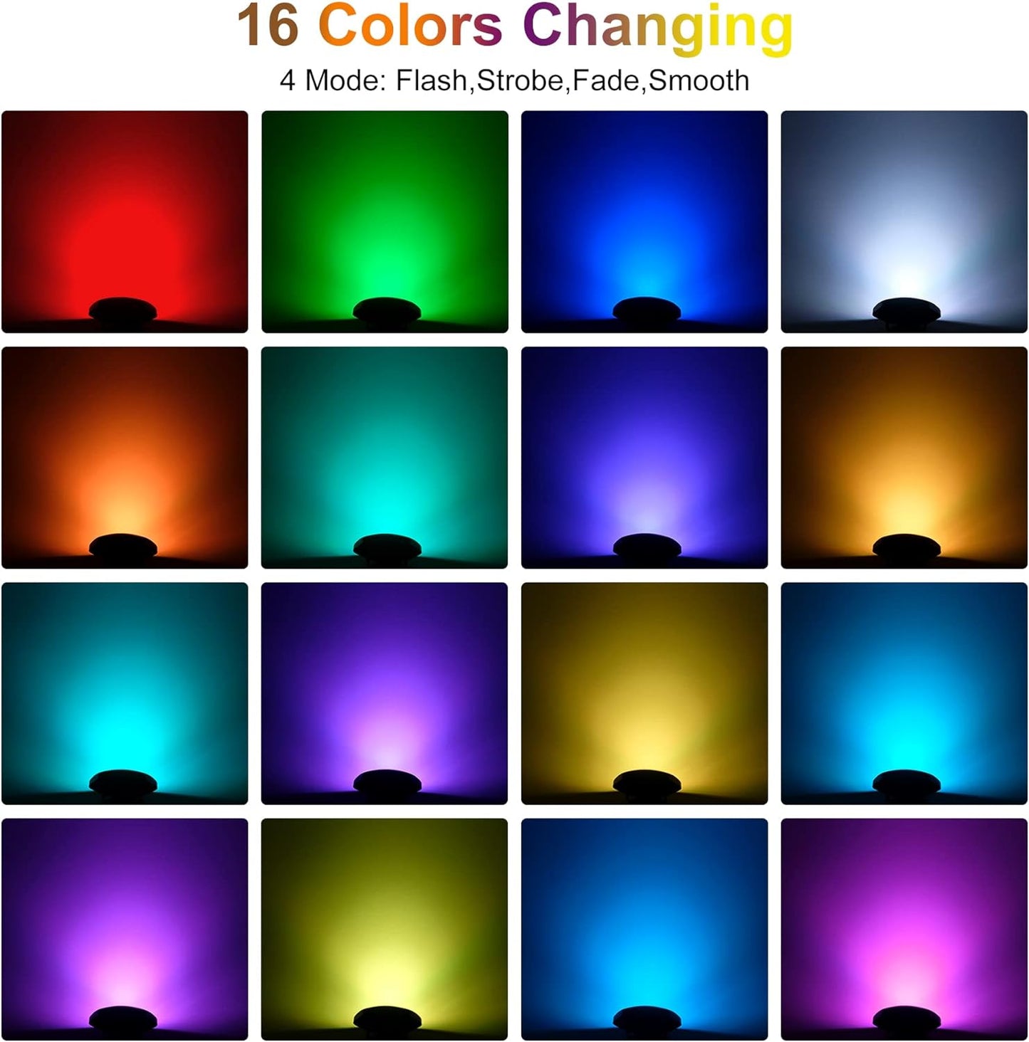 RGBW Pond Lights with Timer, 18 LED Super Bright Underwater Submersible Fountain Lights Color Changing Spotlights, Remote Control IP68 Waterproof for Fish Aquarium Tank Garden Pool (Set of 3)