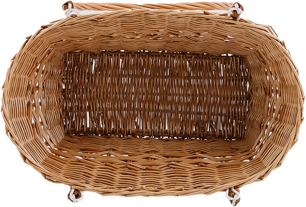 YAHUAN Rectangular Wicker Storage Baskets with Collapsible Handles, Hand Woven Wicker Basket for Shopping Picnic Garden Easter Candy