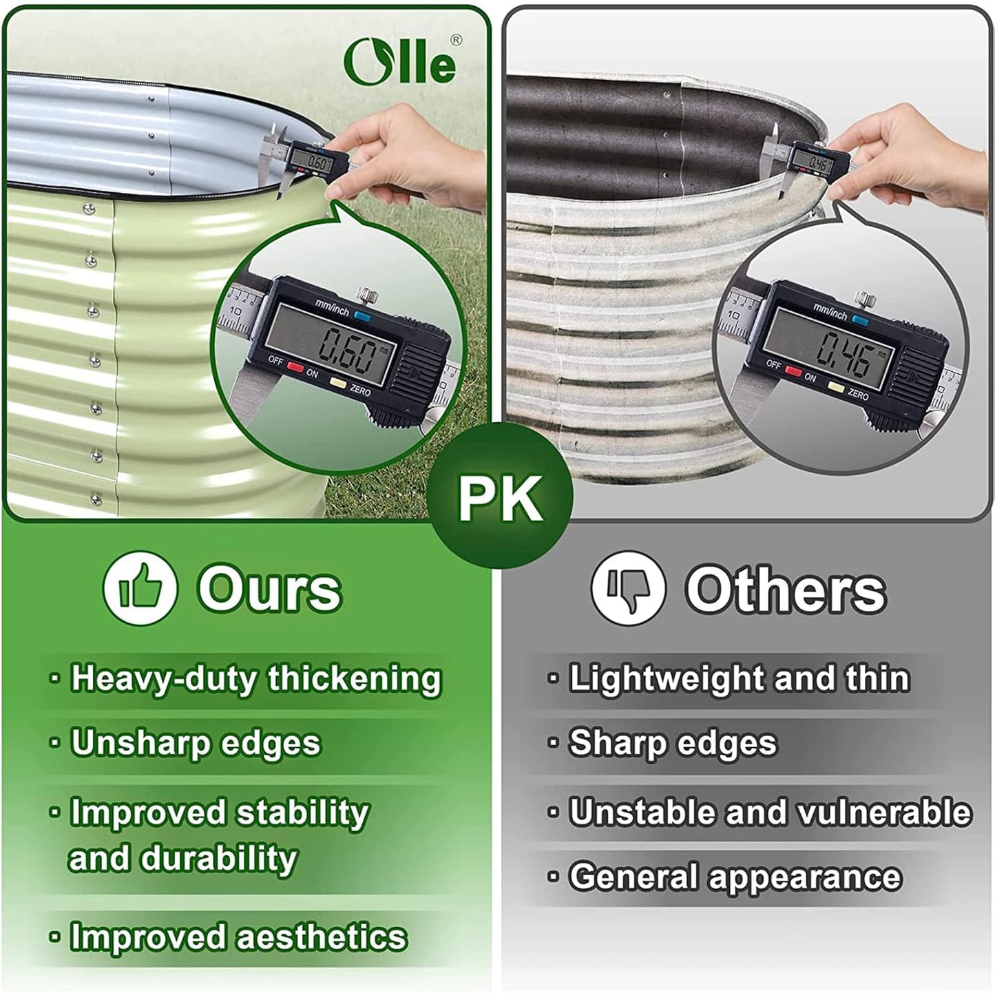 Olle Metal Raised Garden Bed Easy Quick Setup Metal Garden Bed 32" Tall, 12-in-1 for Growing Flowers Herbs DIY Gardening, Sage Green 32" Tall