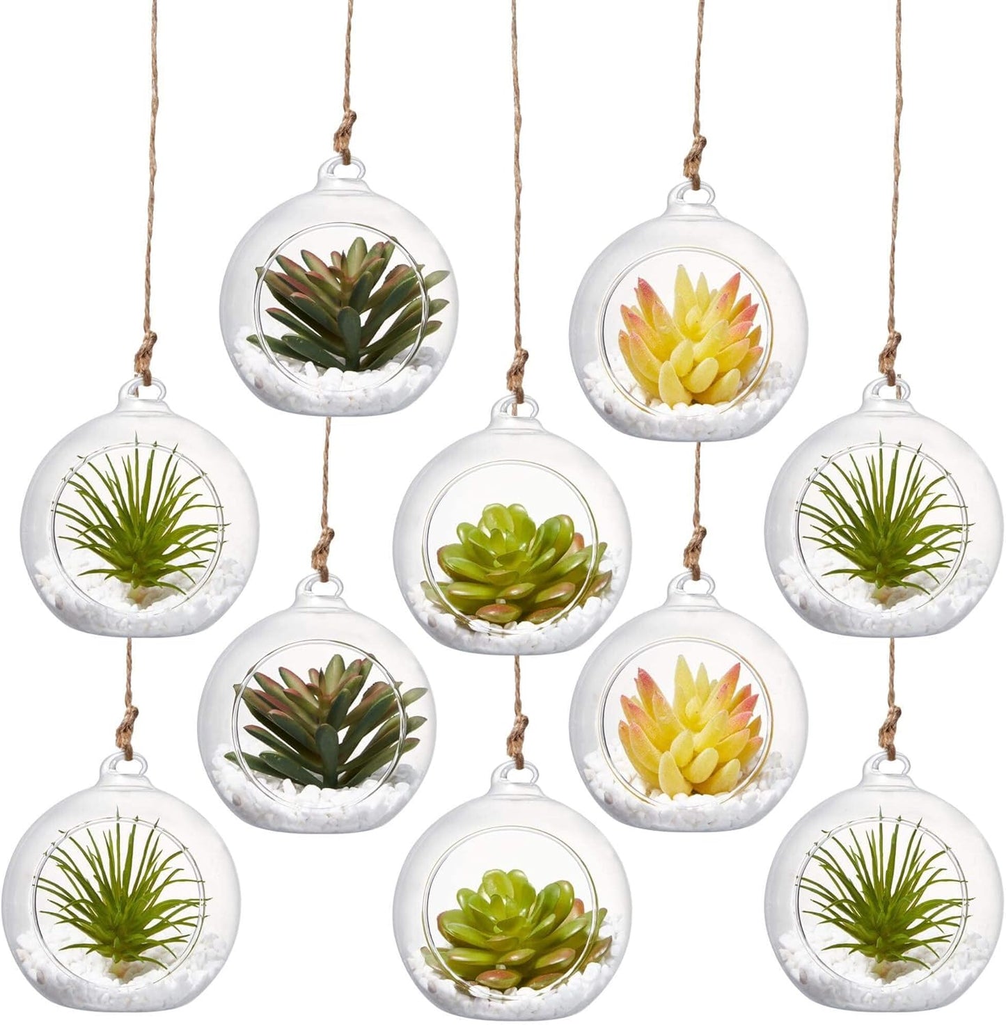Hanging Glass Candle Holder, Globe Glass Tea Light Holder, Hanging Glass Vase, Flower Plants Terrarium, Glass Orbs Container, Micro Landscape DIY for Home, Office, Wedding (3.15" 6Pcs)