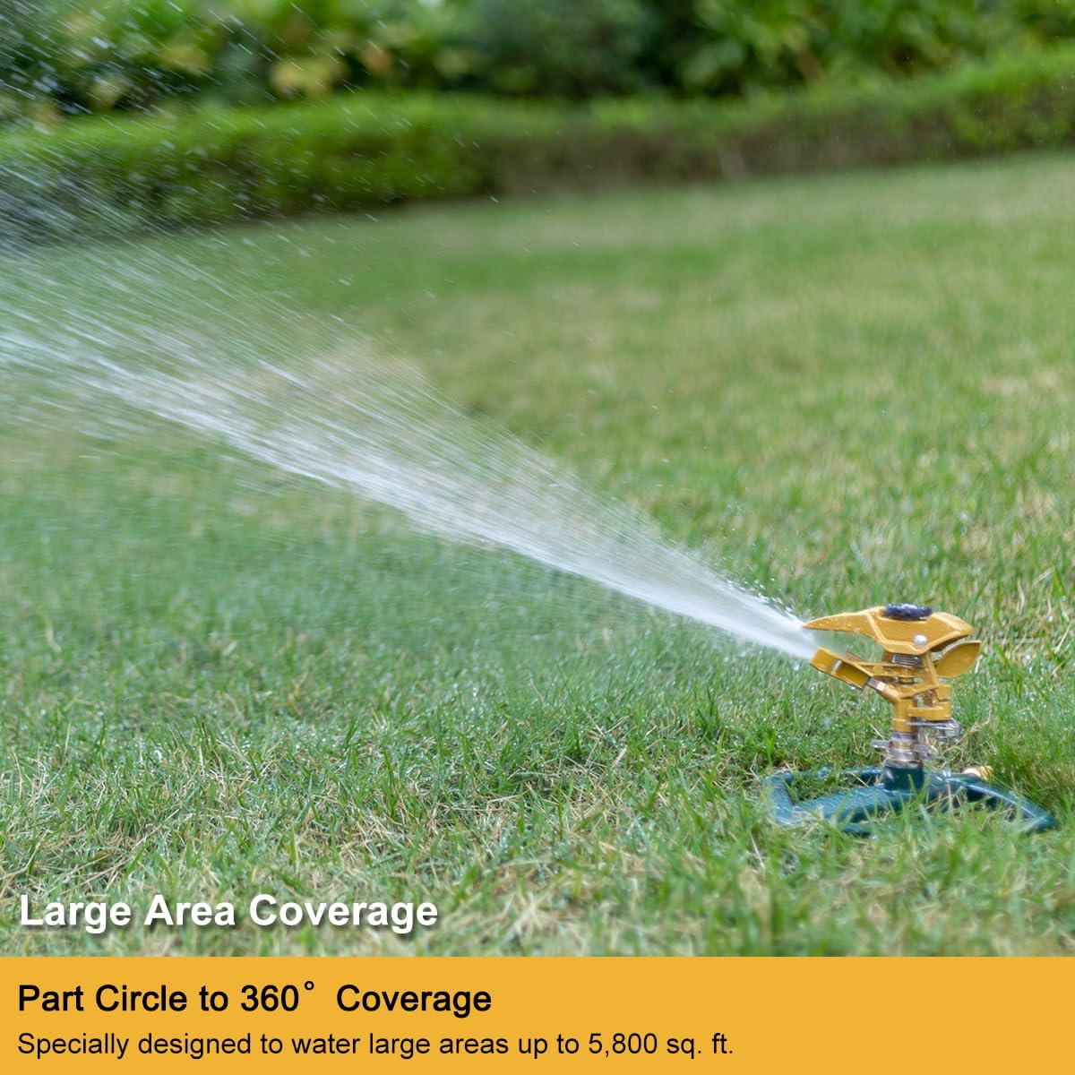 FANHAO Heavy Duty Pulsating Impact Lawn Sprinkler with Metal Base, 100% Metal Adjustable Circular Zinc Impulse Sprinkler for Yard Lawn, 360 Degree Large Area Coverage, Covers Up to 5800 sq. ft