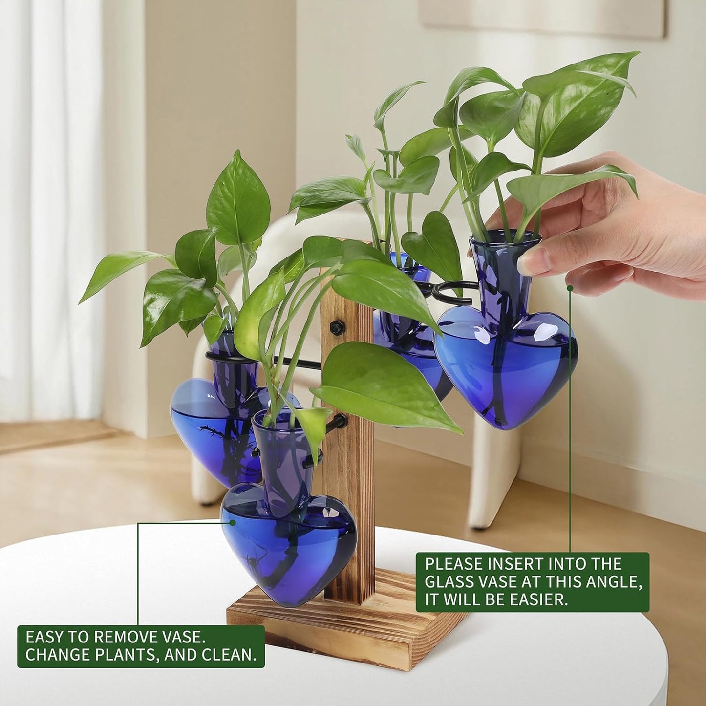 Plants Propagation Stations Plant Terrarium Kit Glass Planters for Indoor Plants House Plant Accessories Gift for Women - 4 Love Vase