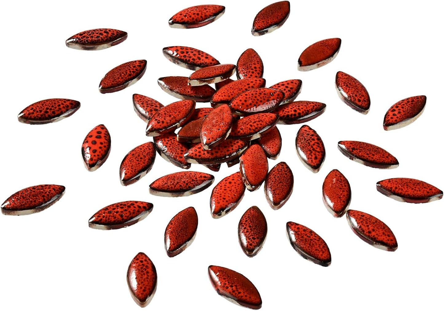 Red Petal Ceramic Tiles Mosaic Tiles, Bulk Ceramic Mosaic Pieces Stepping Stone Crafts Making Supplies for Home Outdoor Floor Vase Tabletop Decoration - 70pcs