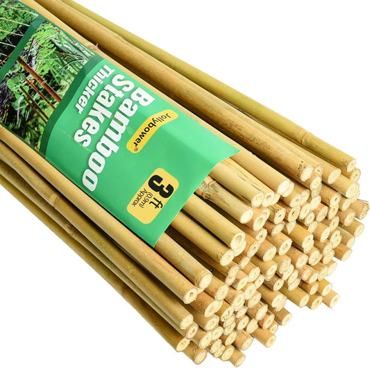 7/20" D 3 Feet Bamboo Stakes 50 Pack, Thicker Heavy-Duty Plant Stakes, Natural Garden Stakes for Bean, Tomato, Bean, Flowers,Trees Potted and Climbing Plant Support