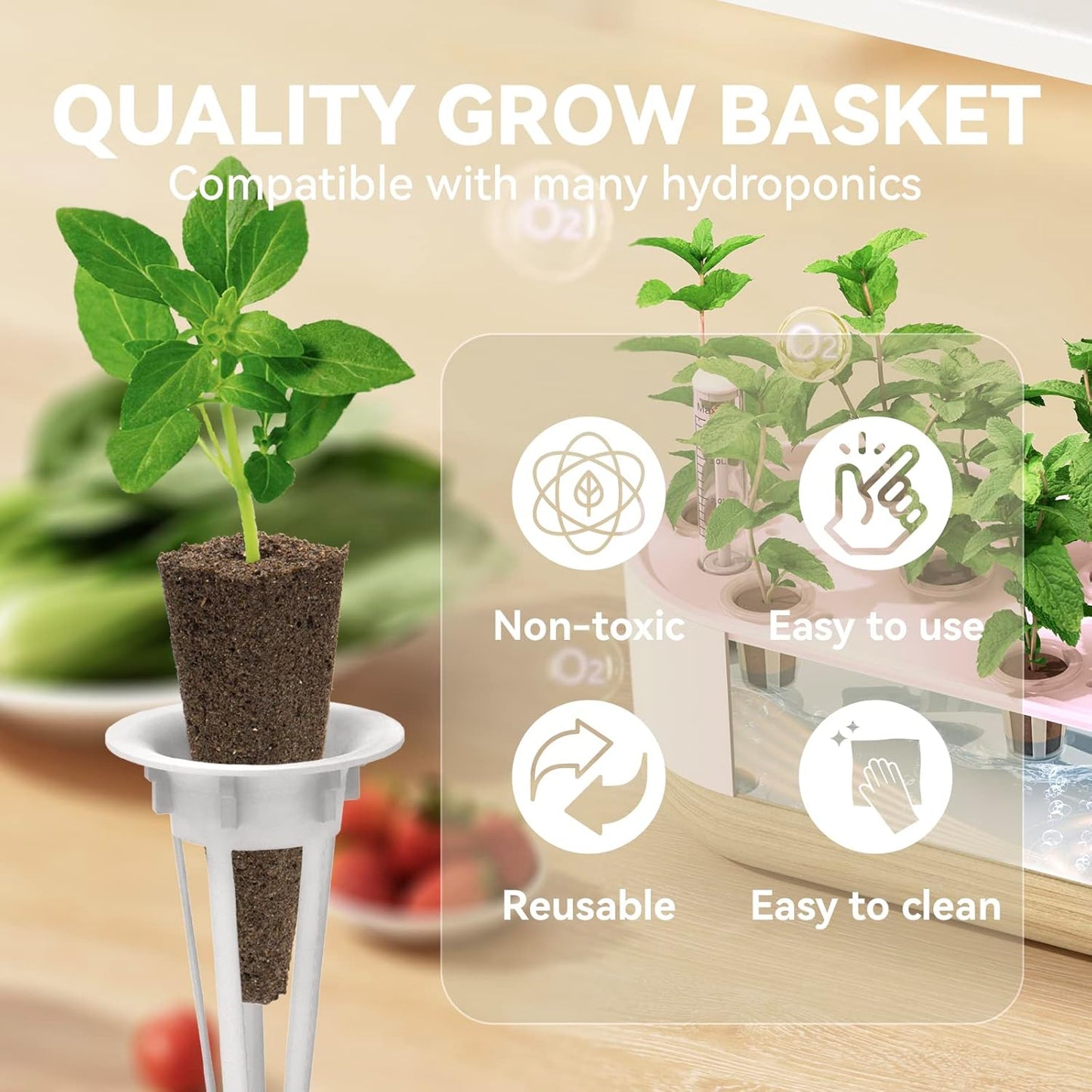 inbloom Hydroponic Seed Pod Kits, Replacement Grow Baskets 20pcs, Grow Labels 48pcs, Grow Domes 20pc