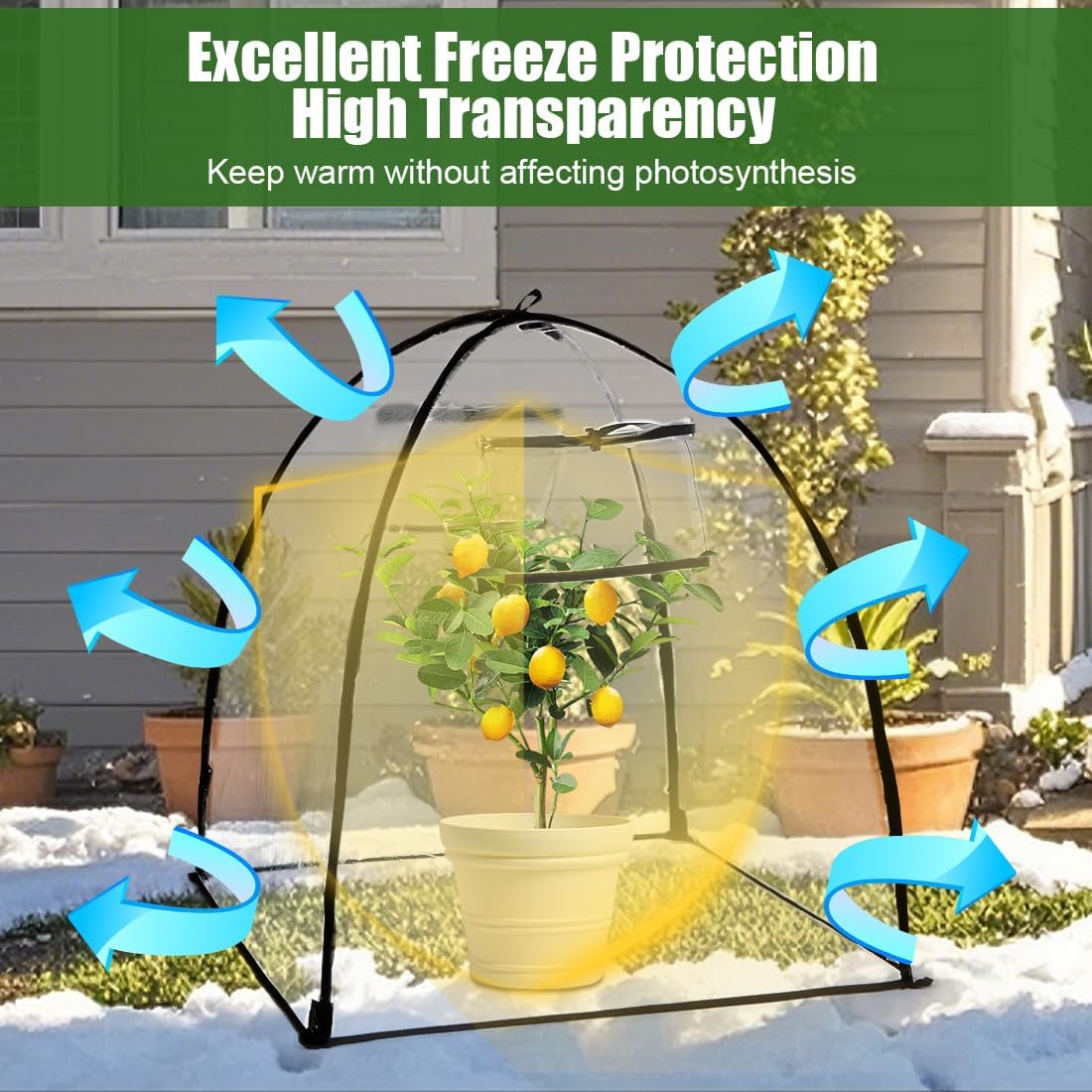 Plant Covers Freeze Protection, Outdoor Garden Frost Cover, Plant Covers from Animals, garden cloches for plants, Reusable Shrub Small Greenhouse, Potted Fruit Pest Protector Large(Transparent,2-Pack)