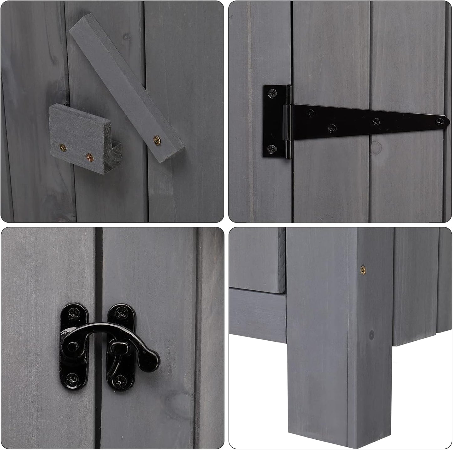 Outvita Outdoor Storage Shed, 70 Inch Wooden Garden Storage Cabinet, Waterproof Tool Storage Cabinet with Lockable Door, Wooden Garden Shed Outdoor Shed for Garden Backyard Lawn(Grey)