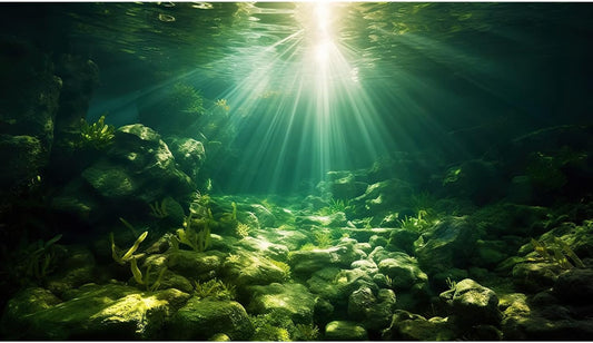 Underwater Sunray Aquarium Background Deep Ocean Rock Cave Fish Tank Background Under The Sea Coral Reef Aquarium Backgrounds Ocean Floor Tropical Fish Terrarium Backgrounds 36x24in