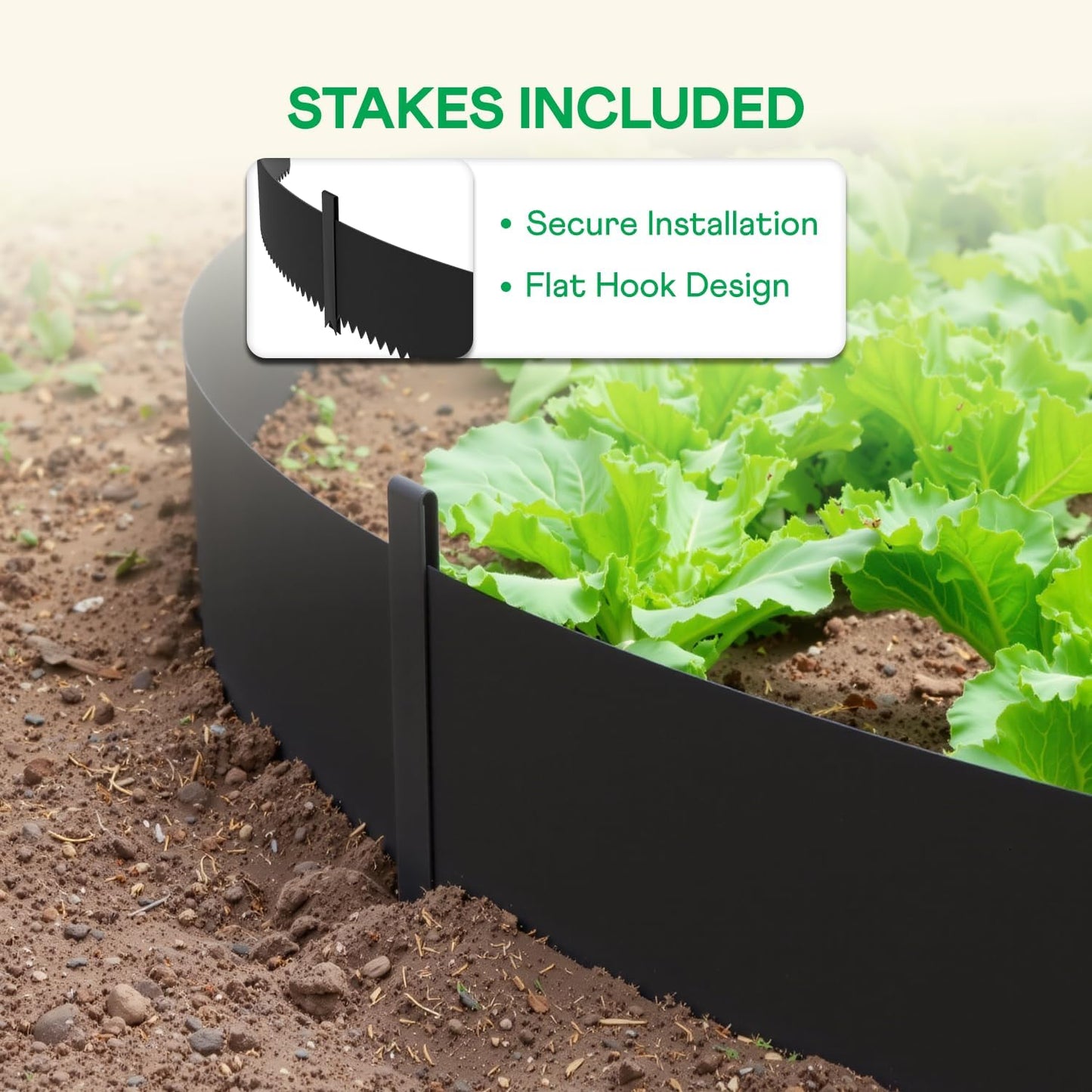 IDZO Black Metal Landscape Edging 6" H, Weather-Resistant Steel Garden Border, Flexible Lawn Barrier, Easy Installation for Flower Beds, Paths, Driveways, and Outdoor Spaces - 6 Pieces