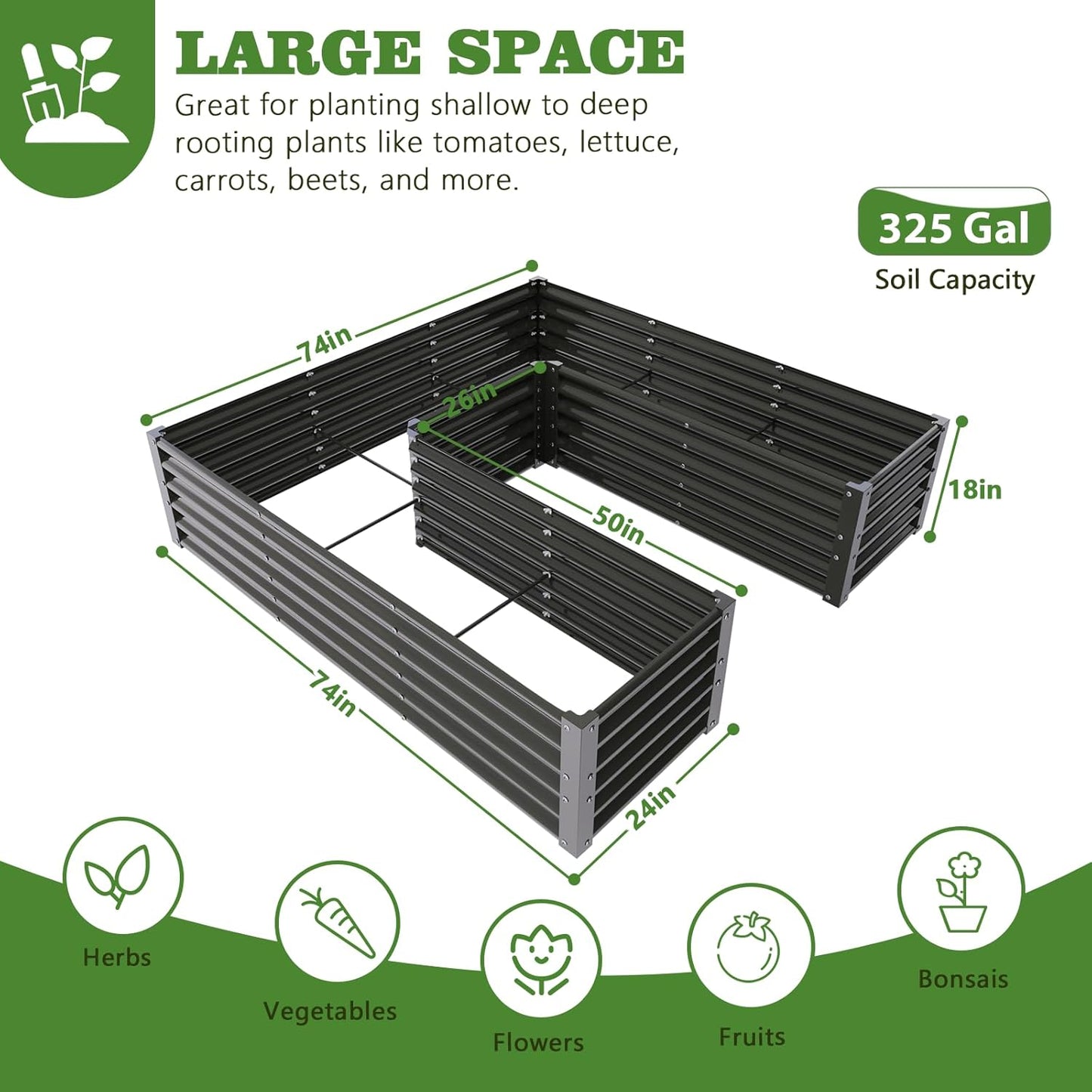 A ANLEOLIFE 22-Pack Deep Root Galvanized Raised Garden Beds Outdoor for Planting Vegetables Flowers Herb, Quartz Grey