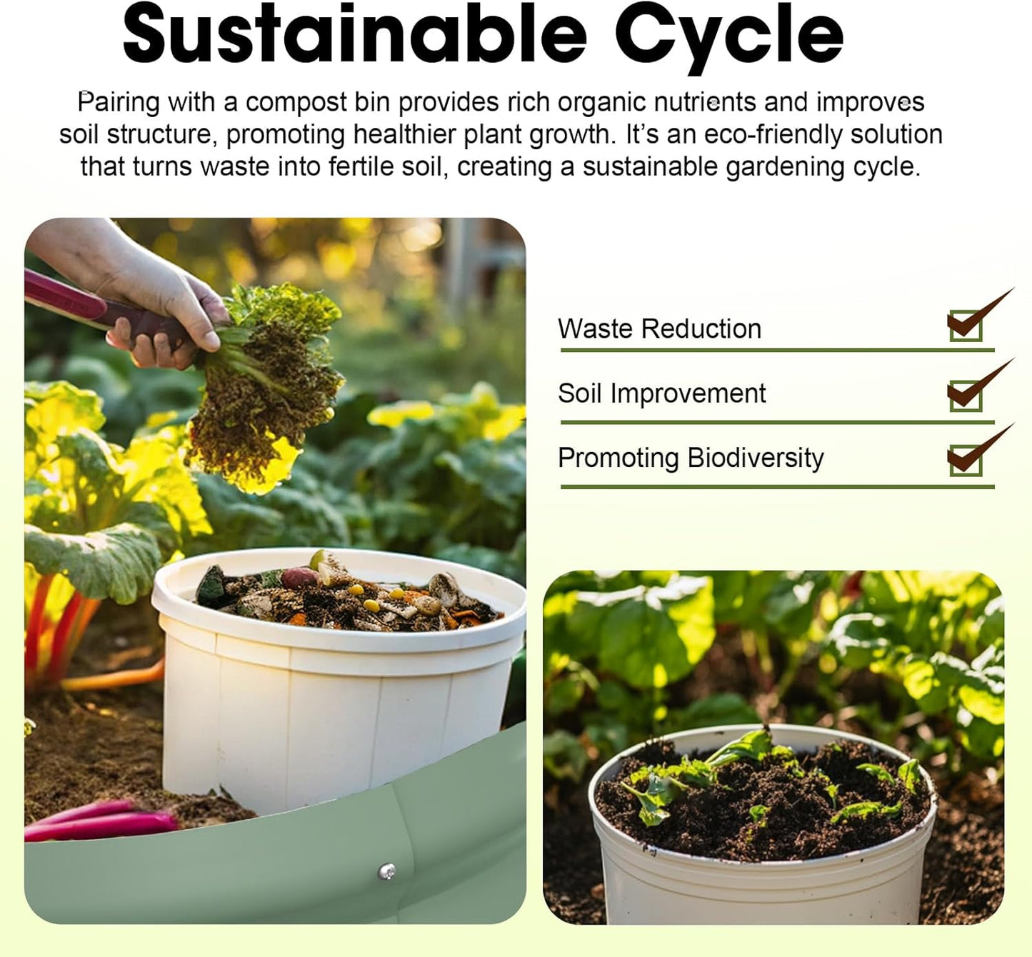 2x2x1ft Round Galvanized Raised Garden Bed Outdoor Metal Planter Box Raised Beds for Gardening,Vegetables,Fruits,Flowers & Herbs (Green)