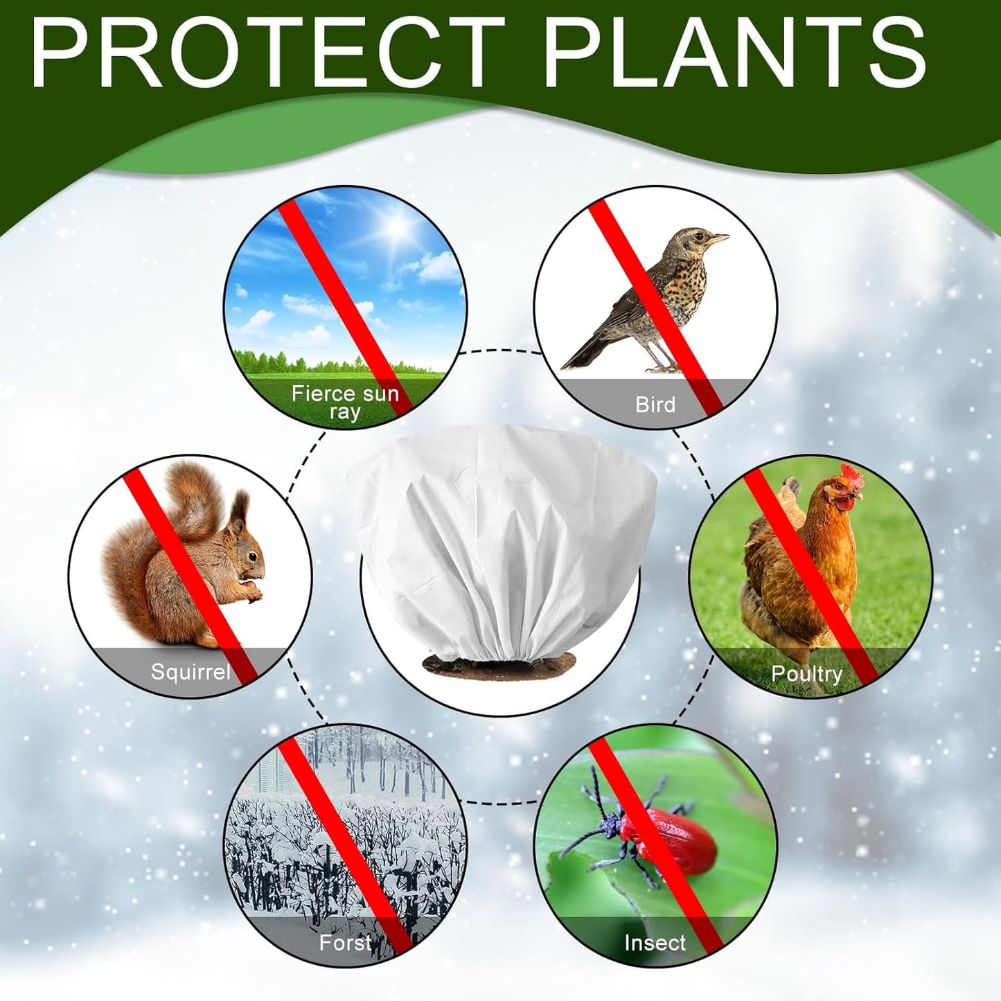 8 Pcs Plant Covers Frost Protection Bag 39.3" x 19.6" Winter Reusable Plants Jacket with Drawstring Shrub Protection Wraps Bags Frost Blanket for Winter Outdoor Garden Plants