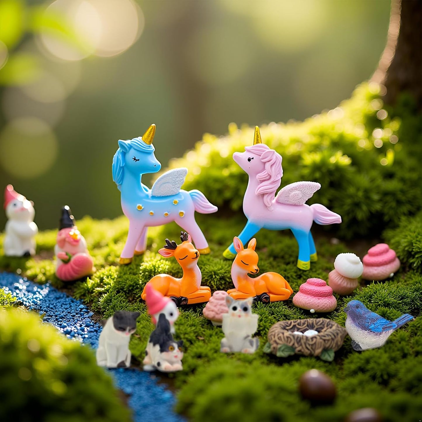 Kai Dream 15Pcs Fairy Garden Accessories, Fairy, Gnome, Animal Figurines, Miniature Resin Figurines