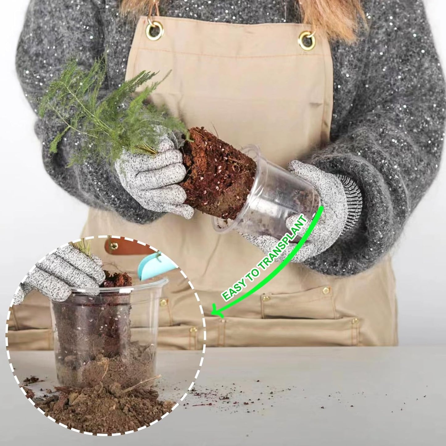 JERIA 30 Pack 5/6/7 Inch Clear Nursery Pots with Drainage Holes, Clear Plant Pot for Planting, Transparent Plastic Plant Pots,Durable Seed Starting Pot for Succulents