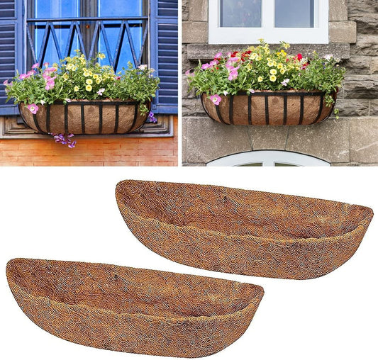 chengchuang 2pcs *24"、30"、36"、48" Coco Liner Trough,Trough Coco Fiber Replacement Liner, Coco Liners for Planters,Natural Coconut Coir Planter, Garden Flower Vegetables Pot for Window Flower Box