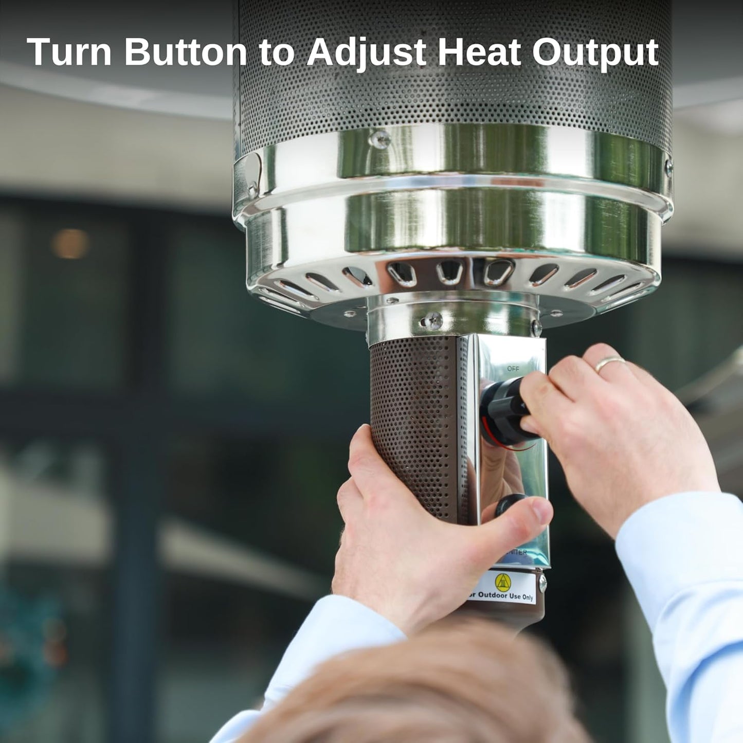 EAST OAK 50,000 BTU Patio Heater for Outdoor Use With Round Table Design, Double-Layer Stainless Steel Burner and Wheels, Outdoor Patio Heater for Home and Commercial, Gray, 31.9 x 31.9 x 86.6 inches