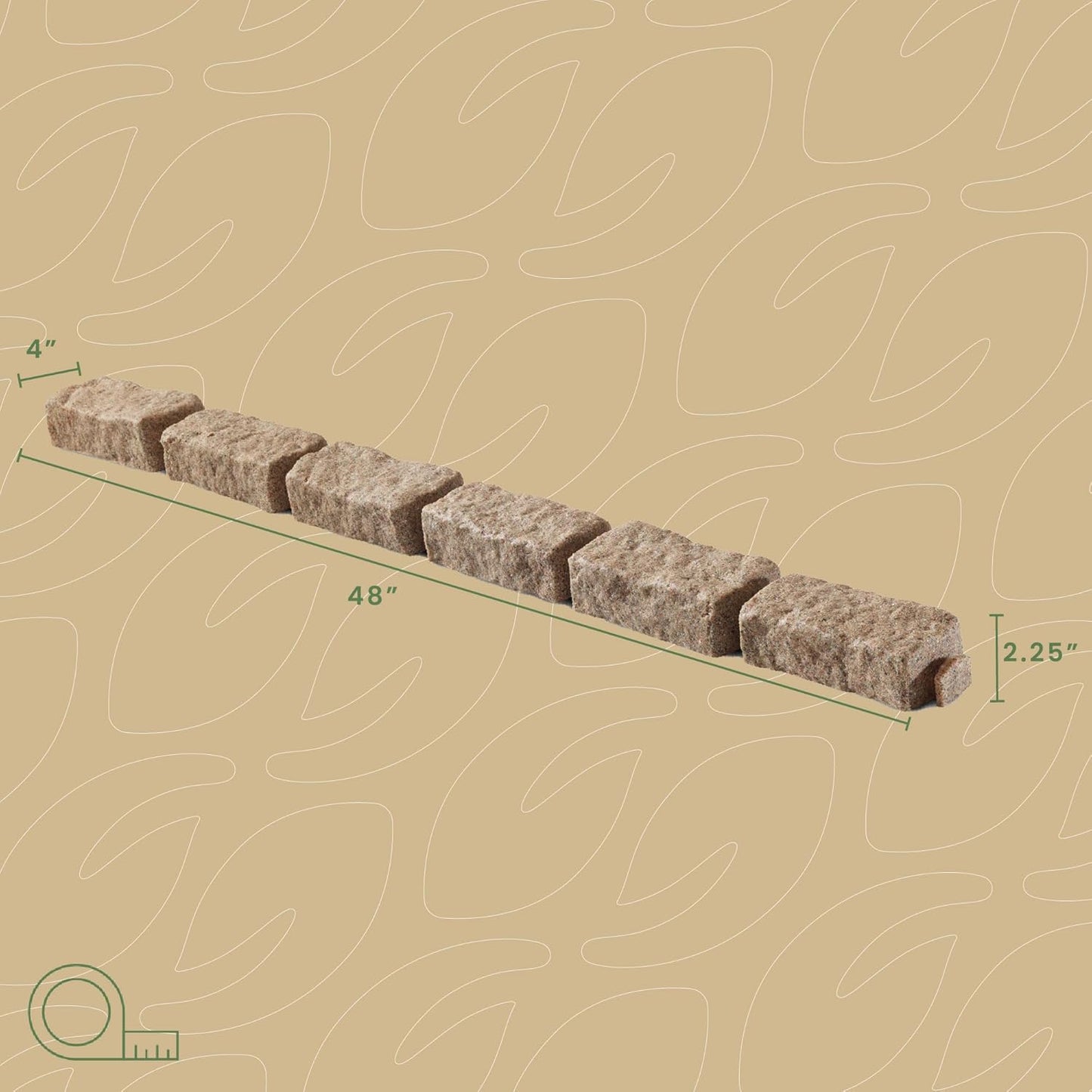 Beuta Landscape Edging | Garden Edging Border | Faux Stone Bricks for Lawn edging, Flower beds, Pathways & Yard Edging– 4 Packs | Each Section Has 6 Bricks 48"L x 4"W x 2.25"H | 12 Spikes |Sandstone