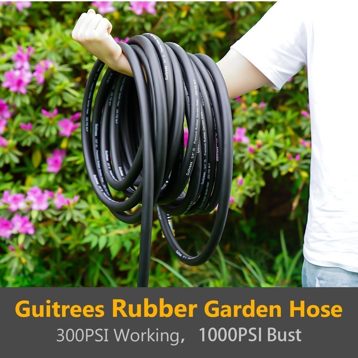 Leader Garden Hose 15ft x 3/4", Heavy Duty Short Water Hose, Female to Female Fittings, Five Layered Braiding for Durability, 1000PSI Burst, 300PSI Working (Black)