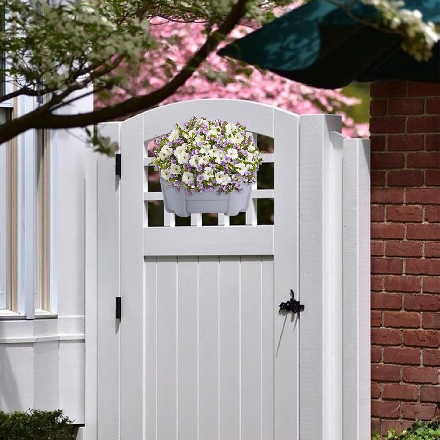 summer flower 3Pcs Hanging Plant Pots,Hanging Flower Pot with Detachable Hooks,9.84" Wall Planters for Balcony Decor Garden Yard(Gray)