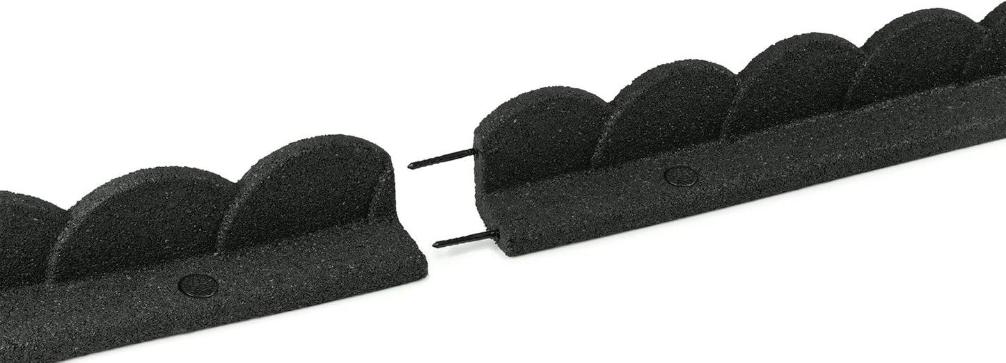 Playsafer L Shaped Flexible Rubber Scalloped Edger for Lawns Landscaping and Playground | Easy No Dig Installation| 4' Long (1, Dark Gray)