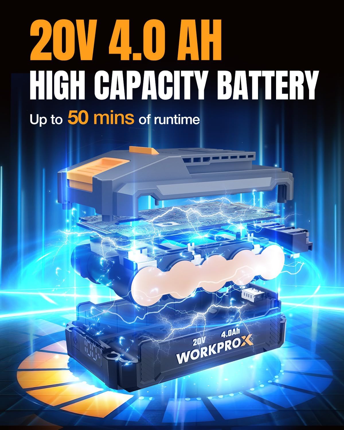 WORKPROX Cordless Pole Saw with Battery, 20V 4.0Ah Battery Powered 8 Inch Electric Pole Chainsaw, 4000mAh Power Bank with Quick Charge 3.0, Lightweight, 9.2 FT Max Reach Pole Saw for Tree Trimming