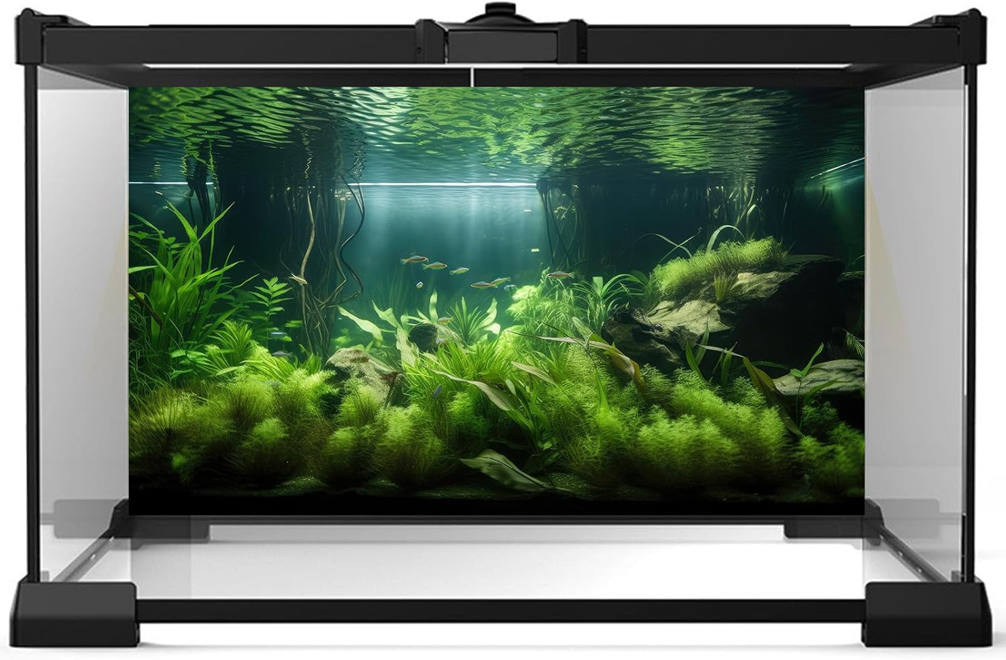 Aquarium Background Lush Green Aquatic Plants and Seagrasses Terrarium Background Under The Sea View With Rock Sands Fish Tank Background Amazing Aquarium Backdrop Background Poster Vinyl 72x24in